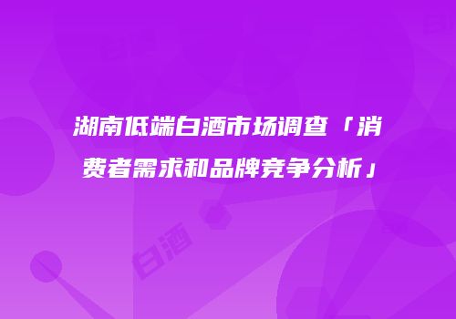 湖南低端白酒市场调查「消费者需求和品牌竞争分析」