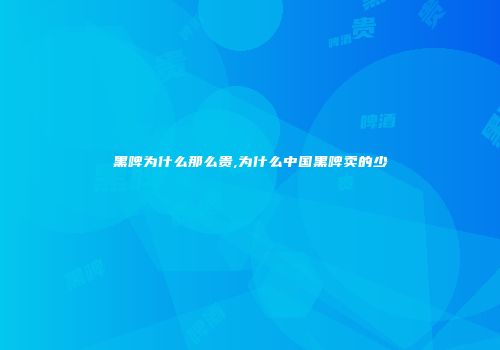黑啤为什么那么贵,为什么中国黑啤卖的少