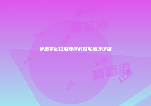 快速掌握红酒知识的短期培训课程
