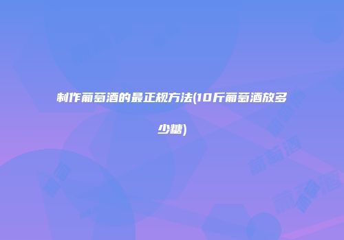 制作葡萄酒的最正规方法(10斤葡萄酒放多少糖)