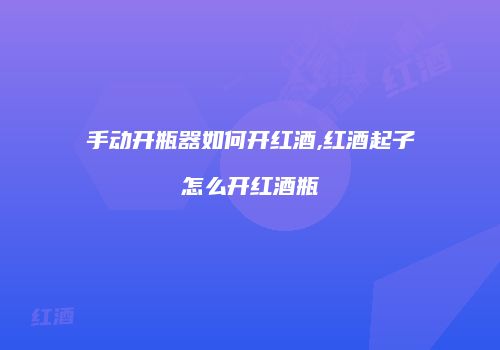 手动开瓶器如何开红酒,红酒起子怎么开红酒瓶