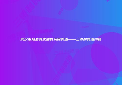 武汉市场最受欢迎的亲民啤酒——三得利啤酒揭秘