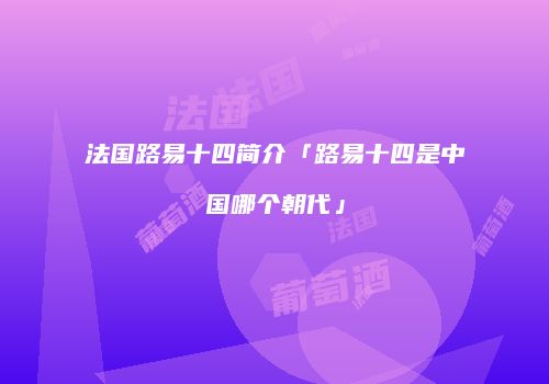 法国路易十四简介「路易十四是中国哪个朝代」