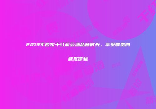 2013年西拉干红葡萄酒品味时光，享受尊贵的味觉体验