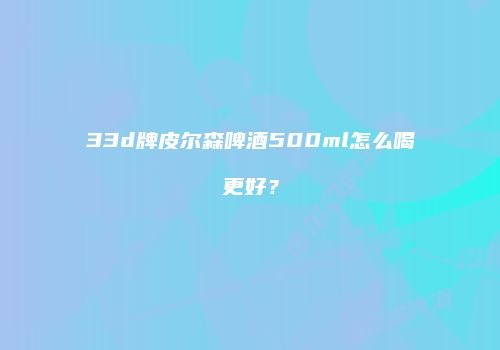 33d牌皮尔森啤酒500ml怎么喝更好？