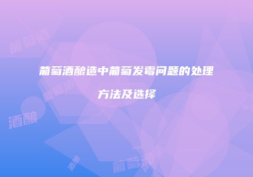 葡萄酒酿造中葡萄发霉问题的处理方法及选择