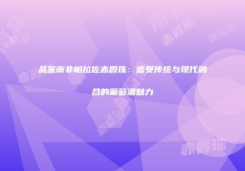 品鉴南非帕拉佐赤霞珠：感受传统与现代融合的葡萄酒魅力