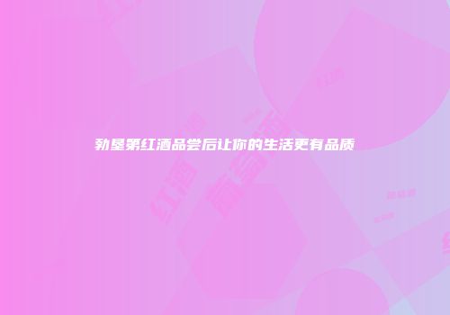勃垦第红酒品尝后让你的生活更有品质