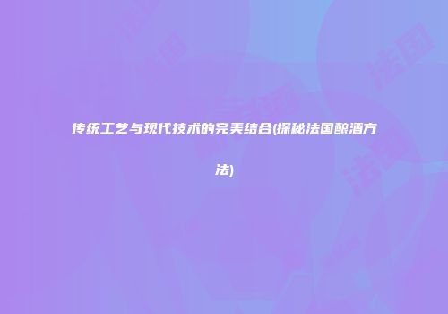 传统工艺与现代技术的完美结合(探秘法国酿酒方法)