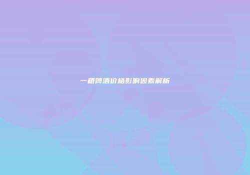 一箱啤酒价格影响因素解析