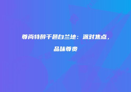 尊尚特醇干邑白兰地：派对焦点，品味尊贵