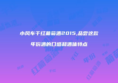 小风车干红葡萄酒2015,品尝这款年份酒的口感和酒体特点