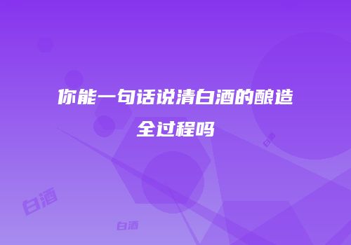 你能一句话说清白酒的酿造全过程吗