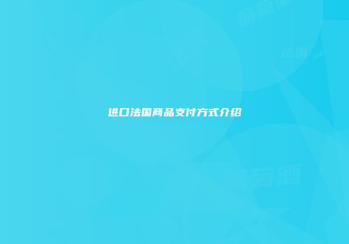 进口法国商品支付方式介绍