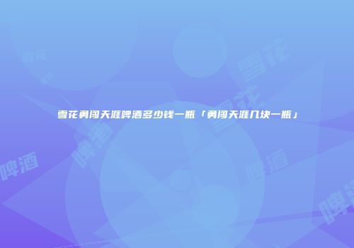 雪花勇闯天涯啤酒多少钱一瓶「勇闯天涯几块一瓶」