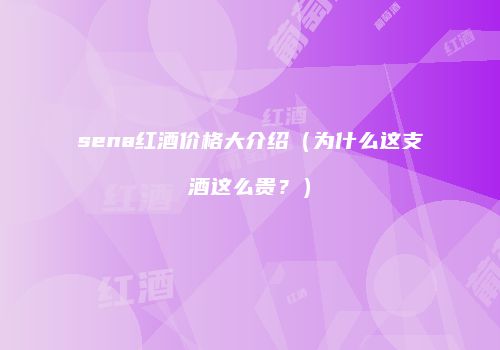 sena红酒价格大介绍（为什么这支酒这么贵？）