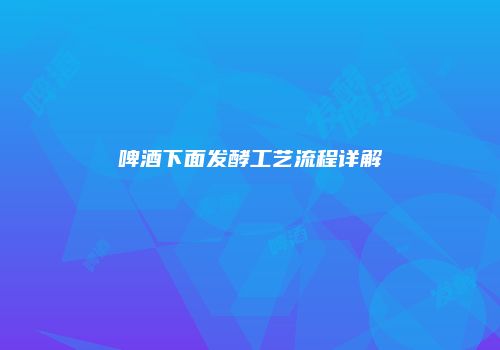 啤酒下面发酵工艺流程详解