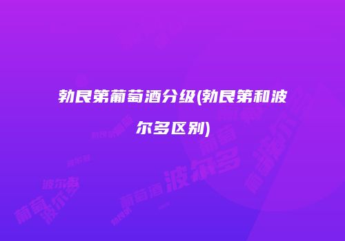 勃艮第葡萄酒分级(勃艮第和波尔多区别)