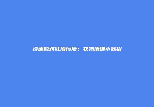 快速应对红酒污渍：衣物清洁小妙招