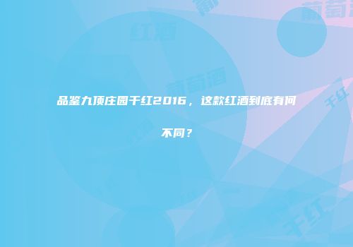 品鉴九顶庄园干红2016，这款红酒到底有何不同？
