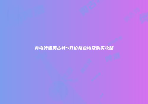 青岛啤酒奥古特5升价格查询及购买攻略