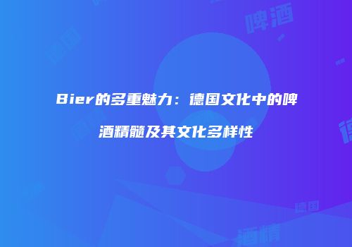 Bier的多重魅力：德国文化中的啤酒精髓及其文化多样性