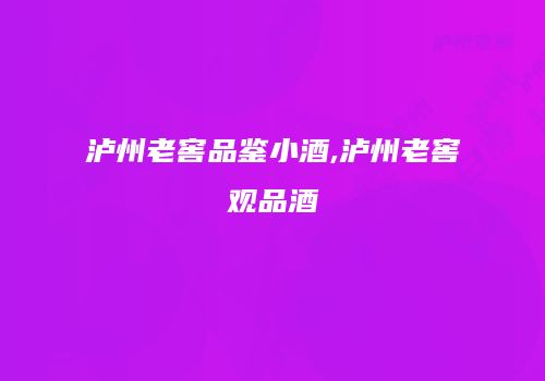 泸州老窖品鉴小酒,泸州老窖观品酒