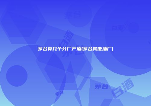 茅台有几个分厂产酒(茅台其他酒厂)