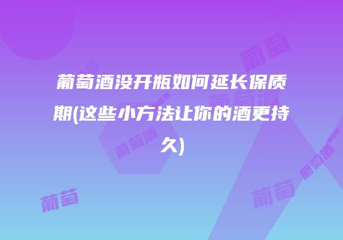 葡萄酒没开瓶如何延长保质期(这些小方法让你的酒更持久)