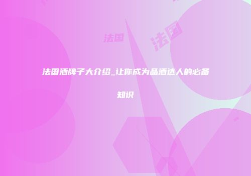 法国酒牌子大介绍_让你成为品酒达人的必备知识