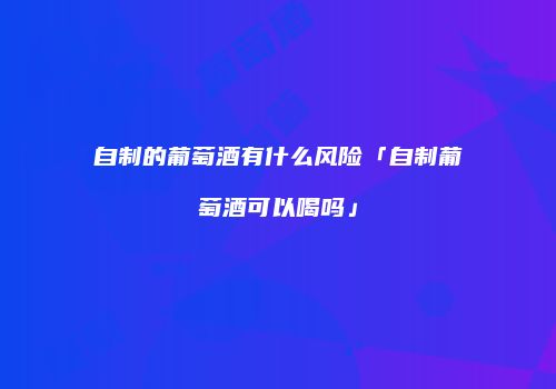 自制的葡萄酒有什么风险「自制葡萄酒可以喝吗」