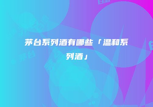 茅台系列酒有哪些「温和系列酒」