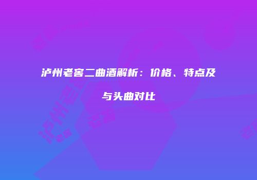 泸州老窖二曲酒解析：价格、特点及与头曲对比