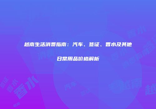 越南生活消费指南：汽车、签证、香水及其他日常用品价格解析