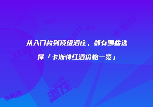 从入门款到顶级酒庄，都有哪些选择「卡斯特红酒价格一览」