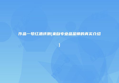 作品一号红酒评测(来自专业品鉴师的真实介绍)