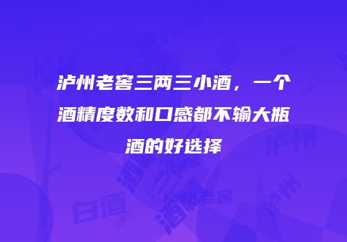 泸州老窖三两三小酒，一个酒精度数和口感都不输大瓶酒的好选择