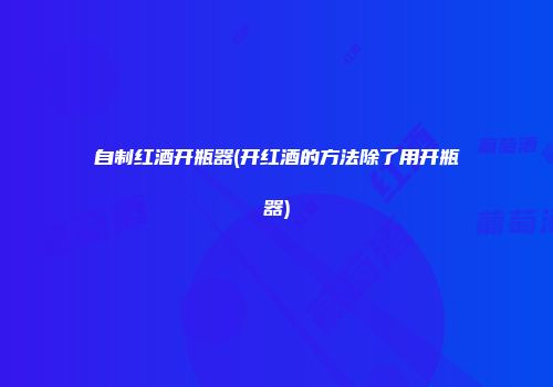 自制红酒开瓶器(开红酒的方法除了用开瓶器)