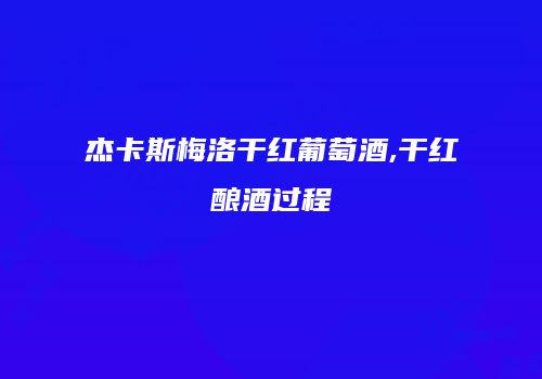 杰卡斯梅洛干红葡萄酒,干红酿酒过程