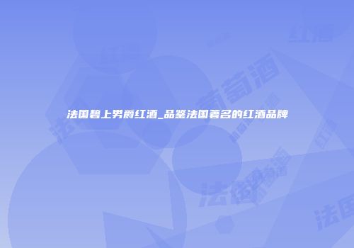 法国碧上男爵红酒_品鉴法国著名的红酒品牌