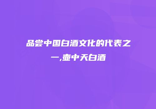 品尝中国白酒文化的代表之一,壶中天白酒