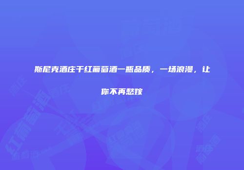 斯尼克酒庄干红葡萄酒一瓶品质，一场浪漫，让你不再愁嫁