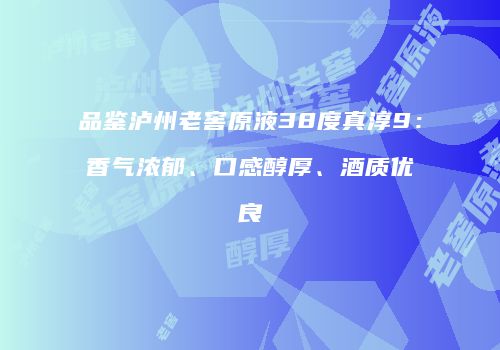 品鉴泸州老窖原液38度真淳9：香气浓郁、口感醇厚、酒质优良