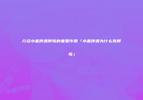 介绍小麦啤酒酵母的重要作用「小麦啤酒为什么有酵母」