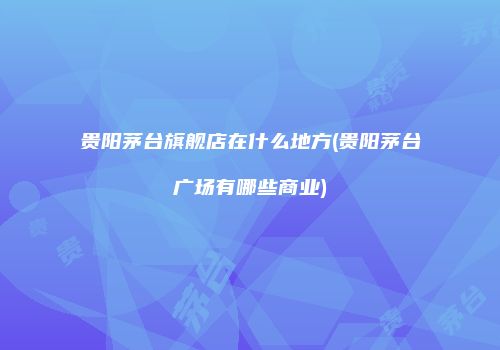 贵阳茅台旗舰店在什么地方(贵阳茅台广场有哪些商业)