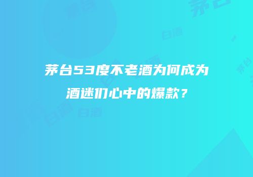 茅台53度不老酒为何成为酒迷们心中的爆款？