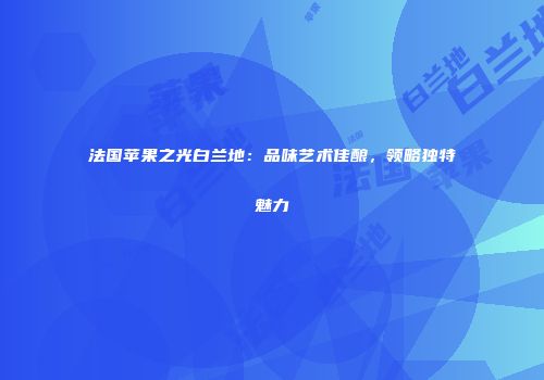 法国苹果之光白兰地：品味艺术佳酿，领略独特魅力