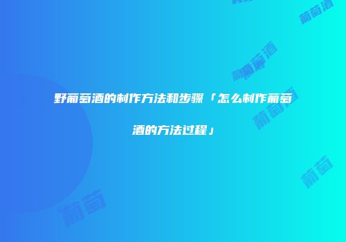 野葡萄酒的制作方法和步骤「怎么制作葡萄酒的方法过程」