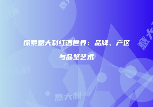 探索意大利红酒世界：品牌、产区与品鉴艺术