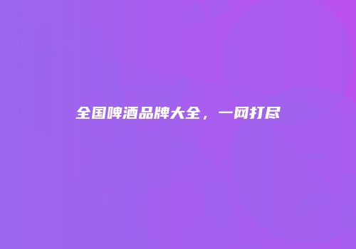 全国啤酒品牌大全，一网打尽